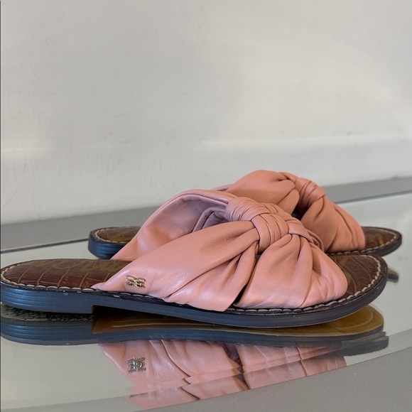 SAM EDELMAN Garson Pink Knotted Leather Slide Sandals Women’s Size 7.5 - Picture 3 of 16